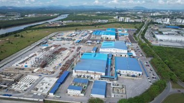 Kuching, Sarawak Malaysia - 12 Eylül 2022: Tüm büyük elektronik, güneş ve yarı iletken santrallerinin bulunduğu Samajaya Işık Sanayi Bölgesi