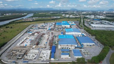 Kuching, Sarawak Malaysia - 12 Eylül 2022: Tüm büyük elektronik, güneş ve yarı iletken santrallerinin bulunduğu Samajaya Işık Sanayi Bölgesi