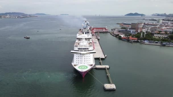 Georgetown Malaysia September 2022 Swettenham Cruise Ship Terminal Med Några — Stockvideo