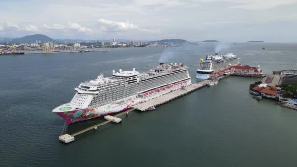 Georgetown Malesia Settembre 2022 Swettenham Cruise Ship Terminal Con Attracco — Video Stock