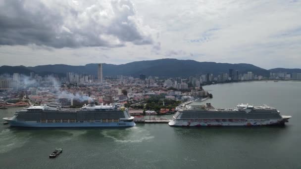Georgetown Malasia Septiembre 2022 Terminal Cruceros Swettenham Con Algunos Cruceros — Vídeo de stock