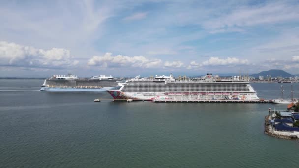 Georgetown Malesia Settembre 2022 Swettenham Cruise Ship Terminal Con Attracco — Video Stock