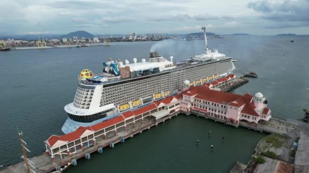 Georgetown Malesia Settembre 2022 Swettenham Cruise Ship Terminal Con Attracco — Video Stock