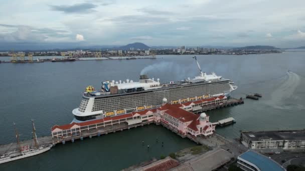 Georgetown Malesia Settembre 2022 Swettenham Cruise Ship Terminal Con Attracco — Video Stock