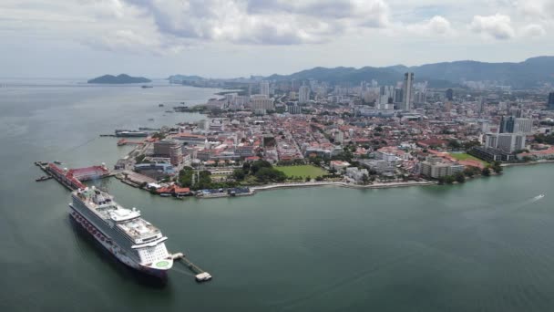 Georgetown Malaysia September 2022 Swettenham Cruise Ship Terminal Some Cruise — Stock Video