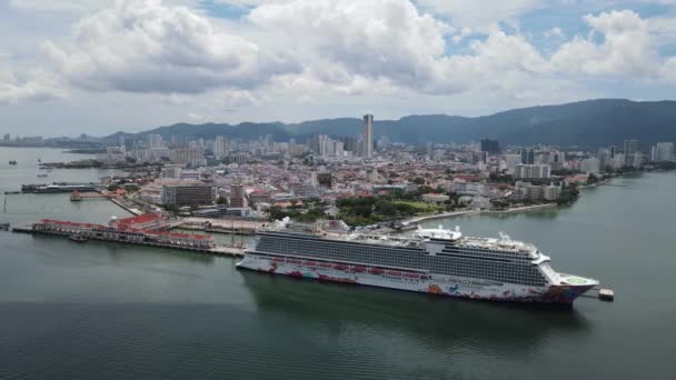 Georgetown Malásia Setembro 2022 Terminal Cruzeiros Swettenham Com Alguns Navios — Vídeo de Stock