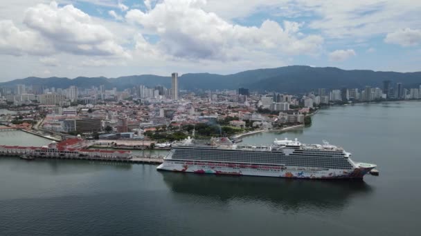 Georgetown Malaysia September 2022 Swettenham Cruise Ship Terminal Some Cruise — Stok Video