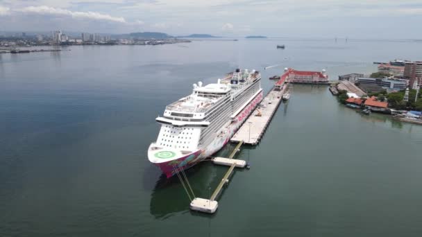 Georgetown Malesia Settembre 2022 Swettenham Cruise Ship Terminal Con Attracco — Video Stock