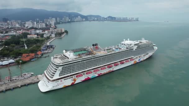 Georgetown Malesia Settembre 2022 Swettenham Cruise Ship Terminal Con Attracco — Video Stock