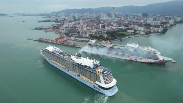 Georgetown Malesia Settembre 2022 Swettenham Cruise Ship Terminal Con Attracco — Video Stock