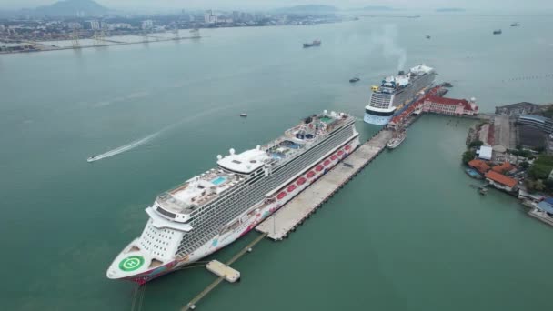 Georgetown Malesia Settembre 2022 Swettenham Cruise Ship Terminal Con Attracco — Video Stock