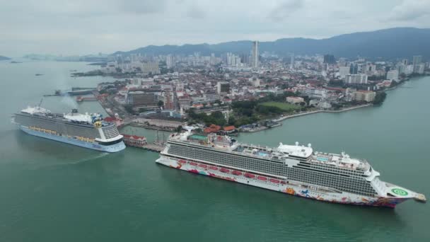 Georgetown Malesia Settembre 2022 Swettenham Cruise Ship Terminal Con Attracco — Video Stock