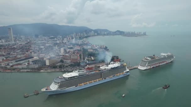 Georgetown Malesia Settembre 2022 Swettenham Cruise Ship Terminal Con Attracco — Video Stock