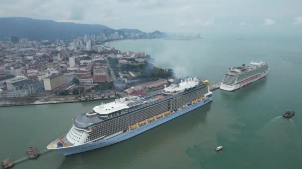 Georgetown Malasia Septiembre 2022 Terminal Cruceros Swettenham Con Algunos Cruceros — Vídeos de Stock