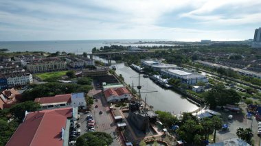 Malacca, Malezya - 16 Ekim 2022: Malacca 'nın Tarihi Tarihi Tarihi Binaları ve Turist Çekimleri