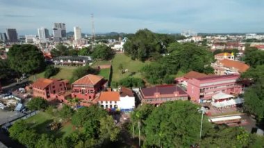 Malacca, Malezya - 16 Ekim 2022: Malacca Nehri Gezisi Hava Görüntüsü