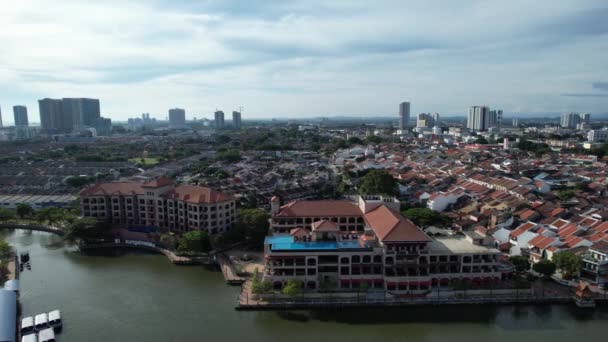 Malacca Malajsie Října 2022 Letecký Pohled Malacca River Cruise — Stock video