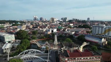Malacca, Malezya - 16 Ekim 2022: Malacca Nehri Gezisi Hava Görüntüsü