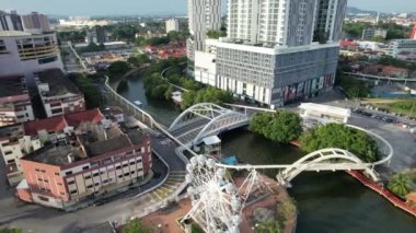 Malacca, Malezya - 16 Ekim 2022: Malacca Nehri Gezisi Hava Görüntüsü