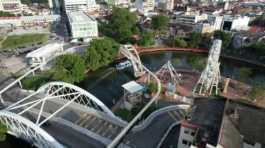 Malacca, Malezya - 16 Ekim 2022: Malacca Nehri Gezisi Hava Görüntüsü