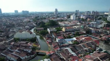 Malacca, Malezya - 16 Ekim 2022: Malacca Nehri Gezisi Hava Görüntüsü