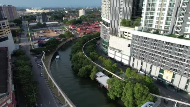 Malacca Malaisie Octobre 2022 Vue Aérienne Croisière Sur Fleuve Malacca — Video