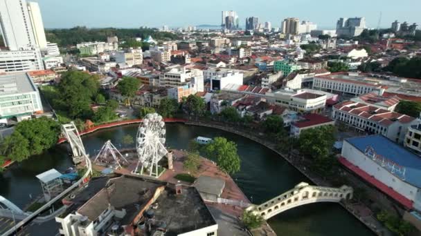 Malacca Malaysia October 2022 Aerial View Malacca River Cruise — Stock Video