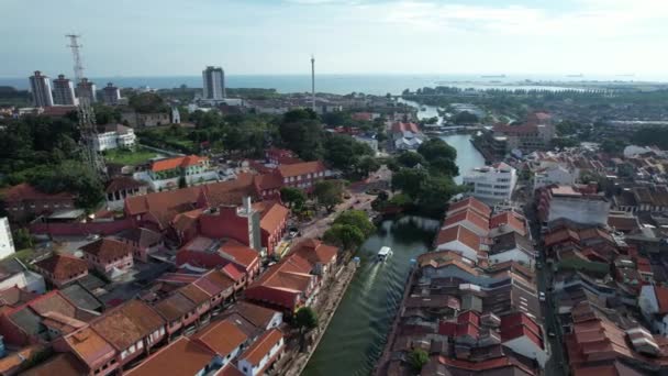 Malacca Malaisie Octobre 2022 Vue Aérienne Croisière Sur Fleuve Malacca — Video