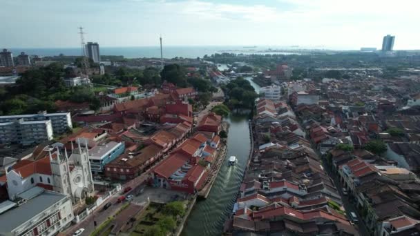 Malacca Malesia Ottobre 2022 Veduta Aerea Della Crociera Sul Fiume — Video Stock