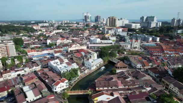Malacca Malajzia 2022 Október Malacca Folyó Légi Kilátása — Stock videók