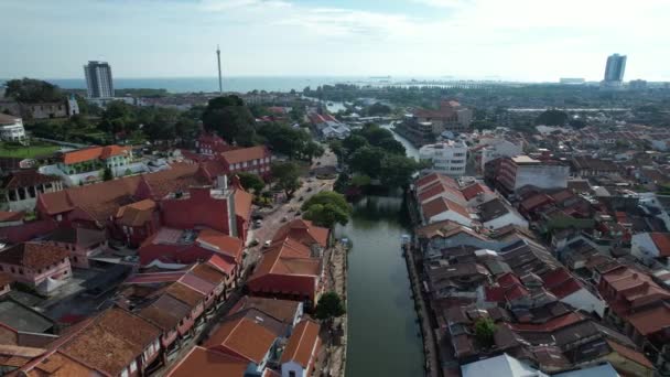 Malacca Malezja Października 2022 Widok Lotu Ptaka Rzekę Malacca — Wideo stockowe