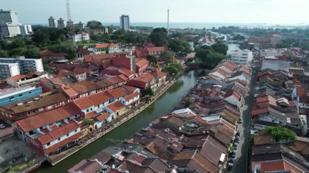 Malacca Malajsie Října 2022 Letecký Pohled Malacca River Cruise — Stock video