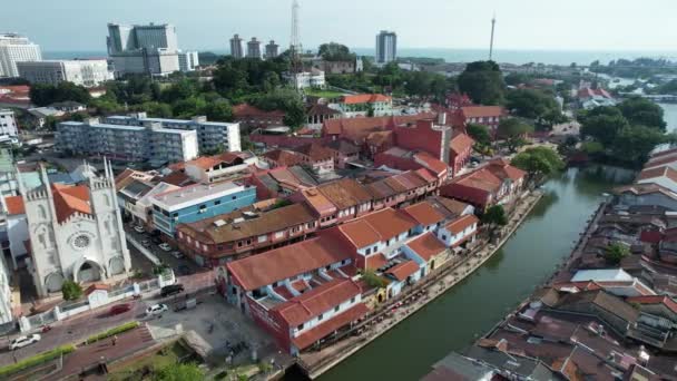 Malacca Malaisie Octobre 2022 Vue Aérienne Croisière Sur Fleuve Malacca — Video