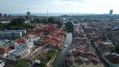 Malacca, Malezya - 16 Ekim 2022: Malacca 'nın Tarihi Tarihi Tarihi Binaları ve Turist Çekimleri