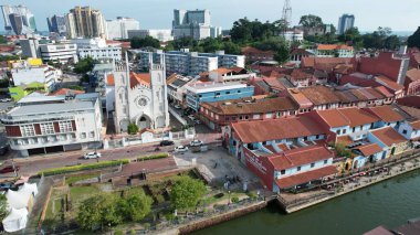 Malacca, Malezya - 16 Ekim 2022: Malacca 'nın Tarihi Tarihi Tarihi Binaları ve Turist Çekimleri