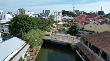 Malacca, Malezya - 16 Ekim 2022: Malacca 'nın Tarihi Tarihi Tarihi Binaları ve Turist Çekimleri