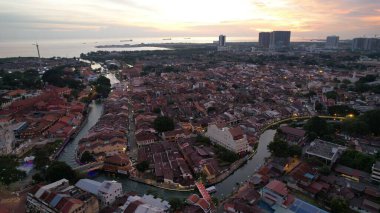 Malacca, Malezya - 16 Ekim 2022: Malacca 'nın Tarihi Tarihi Tarihi Binaları ve Turist Çekimleri