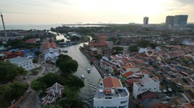 Malacca, Malezya - 16 Ekim 2022: Malacca 'nın Tarihi Tarihi Tarihi Binaları ve Turist Çekimleri