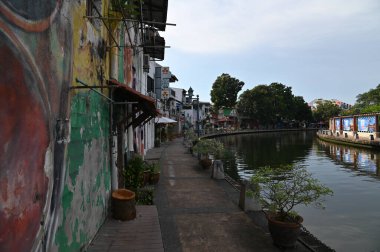 Malacca, Malezya - 16 Ekim 2022: Malacca 'nın Tarihi Tarihi Tarihi Binaları ve Turist Çekimleri