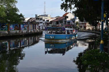 Malacca, Malezya - 16 Ekim 2022: Malacca 'nın Tarihi Tarihi Tarihi Binaları ve Turist Çekimleri