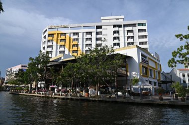 Malacca, Malezya - 16 Ekim 2022: Malacca 'nın Tarihi Tarihi Tarihi Binaları ve Turist Çekimleri