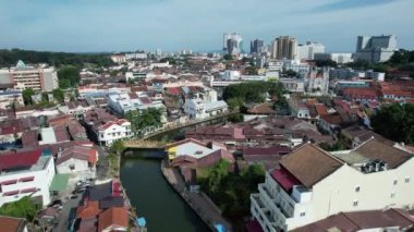 Malacca, Malezya - 16 Ekim 2022: Malacca Nehri Gezisi Hava Görüntüsü