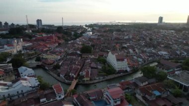 Malacca, Malezya - 16 Ekim 2022: Malacca Nehri Gezisi Hava Görüntüsü