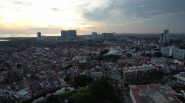 Malacca, Malezya - 16 Ekim 2022: Malacca Nehri Gezisi Hava Görüntüsü