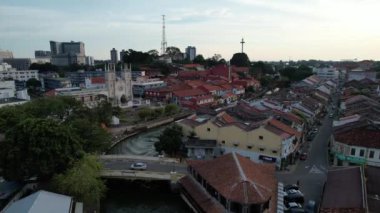 Malacca, Malezya - 16 Ekim 2022: Malacca Nehri Gezisi Hava Görüntüsü