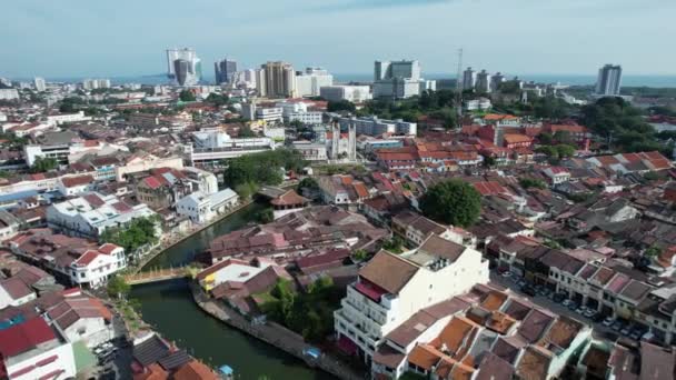 Malacca Malezya Ekim 2022 Malacca Nehri Gezisi Hava Görüntüsü — Stok video