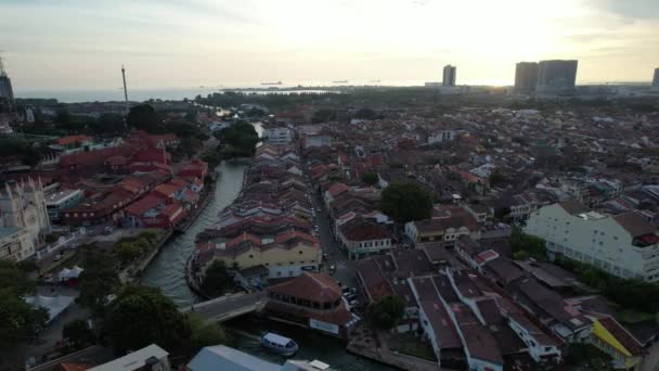 Malacca Malesia Ottobre 2022 Veduta Aerea Della Crociera Sul Fiume — Video Stock