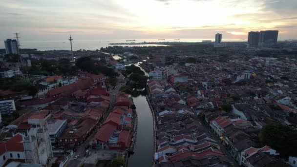 Malacca Malaysia Oktober 2022 Luftaufnahme Der Malacca River Cruise — Stockvideo