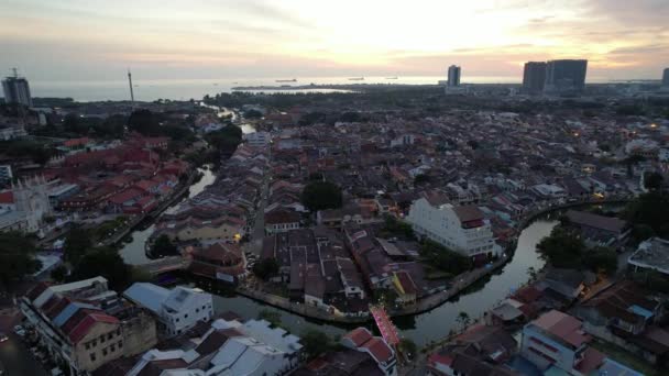 Malaka Malaysia Oktober 2022 Pemandangan Udara Dari Sungai Malaka Cruise — Stok Video