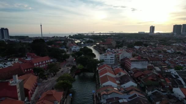 Malacca Malaysia Oktober 2022 Luftaufnahme Der Malacca River Cruise — Stockvideo